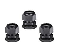 sourcing map PG21 Cable Gland Waterproof Plastic Joint Adjustable Locknut Black for 13mm-18mm Dia Cable Wire 3Pcs