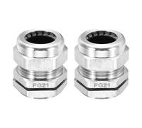 sourcing map PG21 Cable Glands, IP68 Waterproof Strain Relief Cord Grip Connector for 13-18mm Dia Wire, 304 Stainless Steel Wire Protectors for Cable Fixing, Wiring, Repairing, Pack of 2