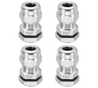sourcing map PG7 Cable Glands, IP68 Waterproof Strain Relief Cord Grip Connector for 3-6.5mm Dia Wire, 304 Stainless Steel Wire Protectors for Cable Fixing, Wiring, Repairing, Pack of 4