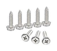 sourcing map Phillips Hex Washer Self Tapping Screws, M3 x 12mm 304 Stainless Steel Hex Flange Sheet Metal Screw 50pcs