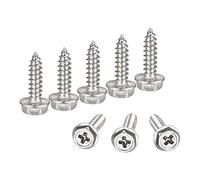 sourcing map Phillips Hex Washer Self Tapping Screws, M4 x 16mm 304 Stainless Steel Hex Flange Sheet Metal Screw 25pcs