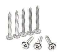 sourcing map Phillips Hex Washer Self Tapping Screws, M4 x 30mm 304 Stainless Steel Hex Flange Sheet Metal Screw 10pcs