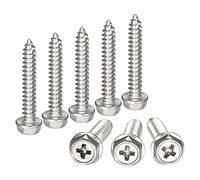 sourcing map Phillips Hex Washer Self Tapping Screws, M5 x 30mm 304 Stainless Steel Hex Flange Sheet Metal Screw 25pcs