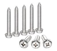 sourcing map Phillips Hex Washer Self Tapping Screws, M5 x 35mm 304 Stainless Steel Hex Flange Sheet Metal Screw 20pcs