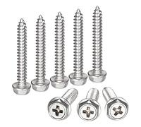 sourcing map Phillips Hex Washer Self Tapping Screws, M5 x 35mm 304 Stainless Steel Hex Flange Sheet Metal Screw 25pcs