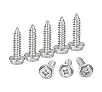 sourcing map Phillips Hex Washer Self Tapping Screws, M6 x 25mm 304 Stainless Steel Hex Flange Sheet Metal Screw 20pcs