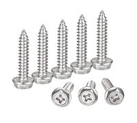 sourcing map Phillips Hex Washer Self Tapping Screws, M6 x 30mm 304 Stainless Steel Hex Flange Sheet Metal Screw 50pcs