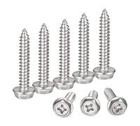 sourcing map Phillips Hex Washer Self Tapping Screws, M6 x 35mm 304 Stainless Steel Hex Flange Sheet Metal Screw 100pcs