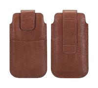 sourcing map Phone Belt Holder Case for 4.7" Cell Phones, Vertical Leather Phone Belt Pouch for Men Women with Clip Loops, Coffee