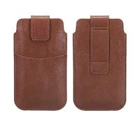 sourcing map Phone Belt Holder Case for 5.2" Cell Phones, Vertical Leather Phone Belt Pouch for Men Women with Clip Loops, Coffee