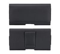 sourcing map Phone Belt Holder Case for 5.5-6.2" Cell Phones, Horizontal Leather Phone Belt Pouch for Men Women with Clip Loops, Black