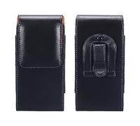 sourcing map Phone Belt Holder Case for 5.5-6.2" Cell Phones, Vertical Leather Phone Belt Pouch for Men Women with Clip Loops, Black