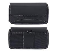 sourcing map Phone Belt Holder Case for 6.3" Cell Phones, Horizontal Nylon Phone Belt Pouch for Men Women with Clip Loops, Black