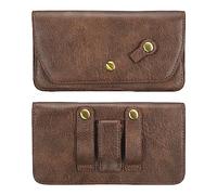 sourcing map Phone Belt Holder Case for 7.2" Cell Phones, Horizontal Leather Phone Belt Pouch for Men Women with Clip Loops, Brown
