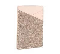 sourcing map Phone Card Holder Stick Back of Phone PU Leather Wallet Pocket Credit Card ID Case Pouch Sleeves Adhesive Sticker Bling Pink for Most Smartphone