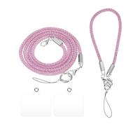 sourcing map Phone Crossbody Lanyard, 2 Size Crystal Phone Lanyard Bling Shoulder Strap Phone Bag Handbag Strap Universal Cell Phone Chain for Phone Handbag Wallet (Pink, 27.6" / 9.8")