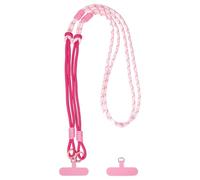 sourcing map Phone Crossbody Lanyard with Hanging Loops, Adjustable Anti-Theft Phone Patches Strap Multifunction Neck Lanyard for Keys ID Badges Phones Wallet, Rose Red