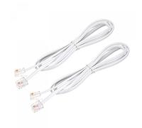 sourcing map Phone Extension Cord 3.28FT Telephone Cable Phone Line Cord RJ11 6P4C Plugs, Male to Male for Phone and Fax White 2pcs