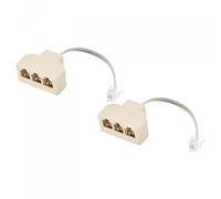 sourcing map Phone Jack Splitter 6P4C Male to 3 Female Way Socket Adapter Telephone Line Splitter with Telephone Extension Cord 2 Pack
