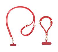 sourcing map Phone Lanyard, 1pcs Crossbody Phone Strap 1pcs Wrist Strap Kit with 2 Pads Adjustable Anti Theft Cellphone Lanyard for Keys ID Badges Phones Wallet, Red
