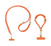 sourcing map Phone Lanyard, 1pcs Crossbody Phone Strap 1pcs Wrist Strap Kit with 2 Pads Adjustable Anti Theft Cellphone Lanyard for Keys ID Badges Phones Wallet, Orange