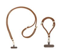 sourcing map Phone Lanyard, 1pcs Crossbody Phone Strap 1pcs Wrist Strap Kit with 2 Pads Adjustable Anti Theft Cellphone Lanyard for Keys ID Badges Phones Wallet, Coffee