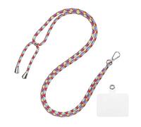 sourcing map Phone Lanyard Universal Crossbody Polyester Adjustable Neck Lanyard with Transparent Lanyard Patch for Smartphone Case Rainbow 1 Pcs