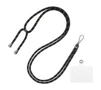 sourcing map Phone Lanyard Universal Crossbody Polyester Adjustable Neck Lanyard with Transparent Lanyard Patch for Smartphone Case Black Gold 1 Pcs
