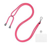 sourcing map Phone Lanyard Universal Crossbody Polyester Adjustable Neck Lanyard with Transparent Lanyard Patch for Smartphone Case Fluorescent Rose Red 1 Pcs