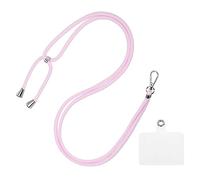 sourcing map Phone Lanyard Universal Crossbody Polyester Adjustable Neck Lanyard with Transparent Lanyard Patch for Smartphone Case Pink Purple 1 Pcs