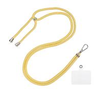 sourcing map Phone Lanyard Universal Crossbody Polyester Adjustable Neck Lanyard Wrist Lanyard with Lanyard Patch for Smartphone Case Light Yellow White 1 Pack