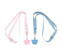 sourcing map Phone Lanyards, 2 Pcs Adjustable Crossbody Neck Strap with 2 Pcs Patch, Universal Crossbody Polyester Cell Phone Strap for Most Smartphones, Lake Blue + Pink