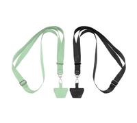 sourcing map Phone Lanyards, 2 Pcs Adjustable Crossbody Neck Strap with 2 Pcs Patch, Universal Crossbody Polyester Cell Phone Strap for Most Smartphones, Black + Light Green