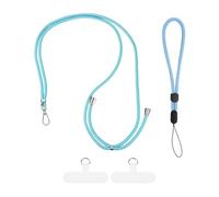 sourcing map Phone Lanyards 2Pcs - 1Pcs 30" Adjustable Neck Strap, 1Pcs Wrist Strap, 2 Patches Universal Crossbody Cellphone Lanyard for Keys ID Badges, Light Blue