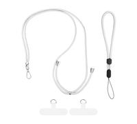 sourcing map Phone Lanyards 2Pcs - 1Pcs 30" Adjustable Neck Strap, 1Pcs Wrist Strap, 2 Patches Universal Crossbody Phone Strap Cellphone Lanyard for Keys ID Badges, White