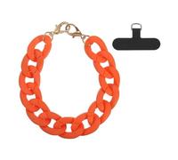 sourcing map Phone Wrist Strap, 11 Inch Acrylic Cellphone Chain with Tether Tab, Hands-Free Wristlet Strap for Women Phone Case Accessories, Bright Orange