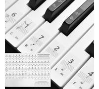 sourcing map Piano Key Stickers for 88/61/54 Keys, Numbers Keyboard Sticker Piano Notes Guide Removable for Beginners Learning, Black