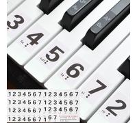 sourcing map Piano Keyboard Stickers for 54 Keys, Numbers Key Sticker Piano Notes Guide Removable for Beginners Learning, White