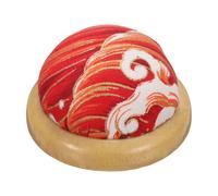 sourcing map Pin Cushion Wooden Base Japanese Style Round Pincushion Needle Holder for Sewing Quilting Needlework DIY Crafts, Red Wave
