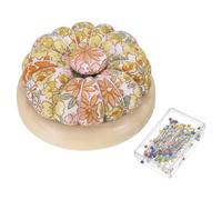 sourcing map Pin Cushions with 50 PCS Sewing Pins, Cute Needle Japanese Style Cushion Needle Holder Pincushions Magnetic Top Wooden Base for Sewing Quilting Needlework DIY Crafts, Autumn Floral