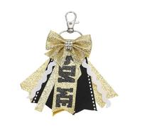 sourcing map Pin Me Cheer Bow Keychain, Sport Cute Cheerleader Gifts Key Chains for Backpack Purse Keyring Schoolbag Pendant Birthday Gift, Light Gold