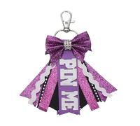 sourcing map Pin Me Cheer Bow Keychain, Sport Cute Cheerleader Gifts Key Chains for Backpack Purse Keyring Schoolbag Pendant Birthday Gift, Purple
