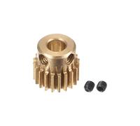 sourcing map Pinion Gear Set, Brass Motor Rack Straight Spur Gear with Step, 0.5 Mod 20T 4mm Bore 11mm Outer Dia, M3 Set Screws Included