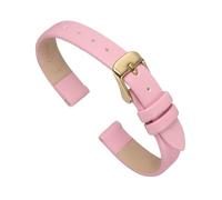 sourcing map Pink Genuine Leather Band 10mm Width, Flat Thin Elegant Leather Watch Strap Golden Tone Buckle for Men and Women