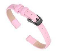 sourcing map Pink Genuine Leather Band 8mm Width, Flat Thin Elegant Leather Watch Strap Black Buckle for Men and Women