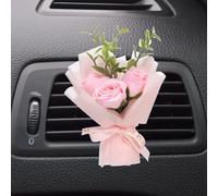 sourcing map Pink Small Bouquet Car Air Freshener Vent Clips, Mini Decorative Rose Bouquet with Fragrance Diffuser for Women, Automotive Air Freshener Decoration, Style 5