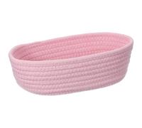 sourcing map Pink Small Cotton Rope Woven Storage Basket, Shelf Closet Storage Gift Woven Baskets Cute Nursery Box Bin Decor Organization Bin for Home Supply, Oval, 10.3x3.2"