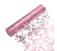 sourcing map Pink Table Runner Roll 11.4" x 45 Feet Sequin Foil Metallic Mesh Table Runner Decor Table Decorations for Wedding, Birthday Party, Christmas, New Year