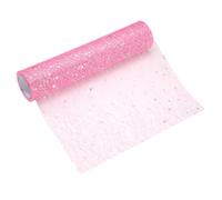 sourcing map Pink Table Runner Roll, 11" x 45 Feet Sequin Foil Metallic Mesh Table Runner Decor Sparkle Foil Thin Table Decoration Centerpiece for Wedding Birthday Party Christmas