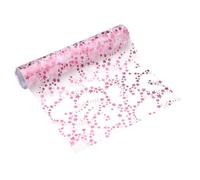 sourcing map Pink Table Runner Roll, 11" x 9 Feet Sequin Foil Metallic Mesh Table Runner Decor Sparkle Foil Thin Table Decoration Centerpiece for Wedding Birthday Party Christmas